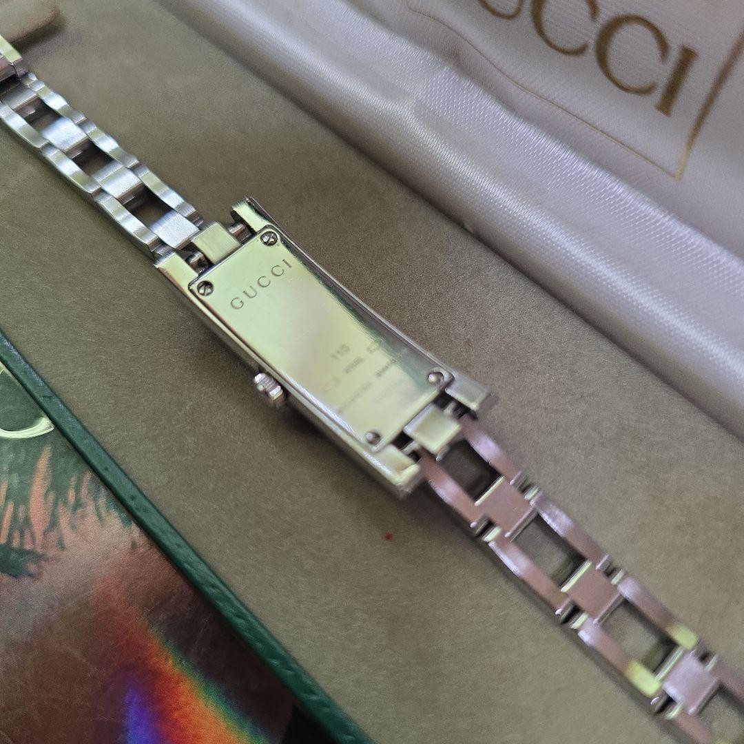 Gucci 110G Silver Quartz Watch Women Analog Japan Rare Vintage 071197