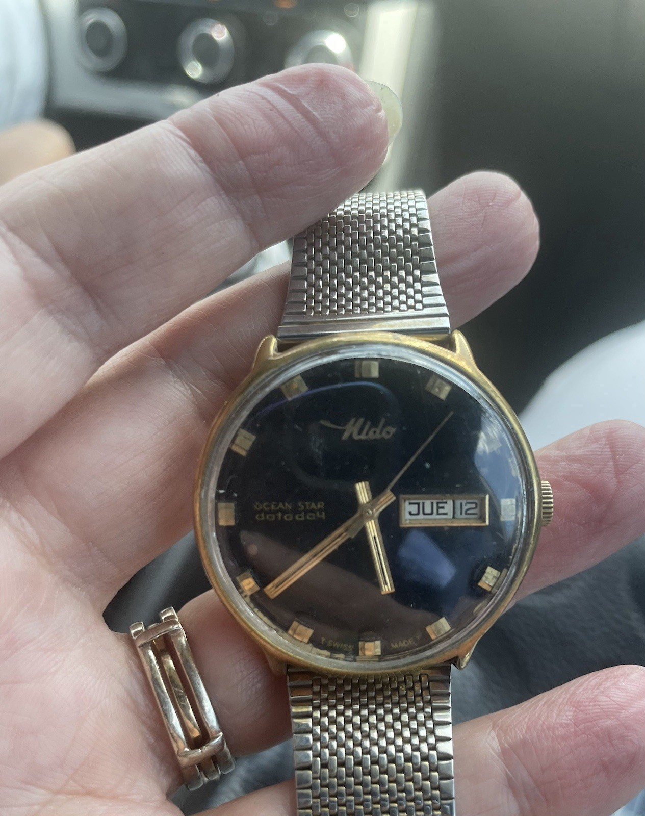 Vintage Mido Ocean Star 5009 Datoday Automatic Pre Owned, Goldplated, Runs Well