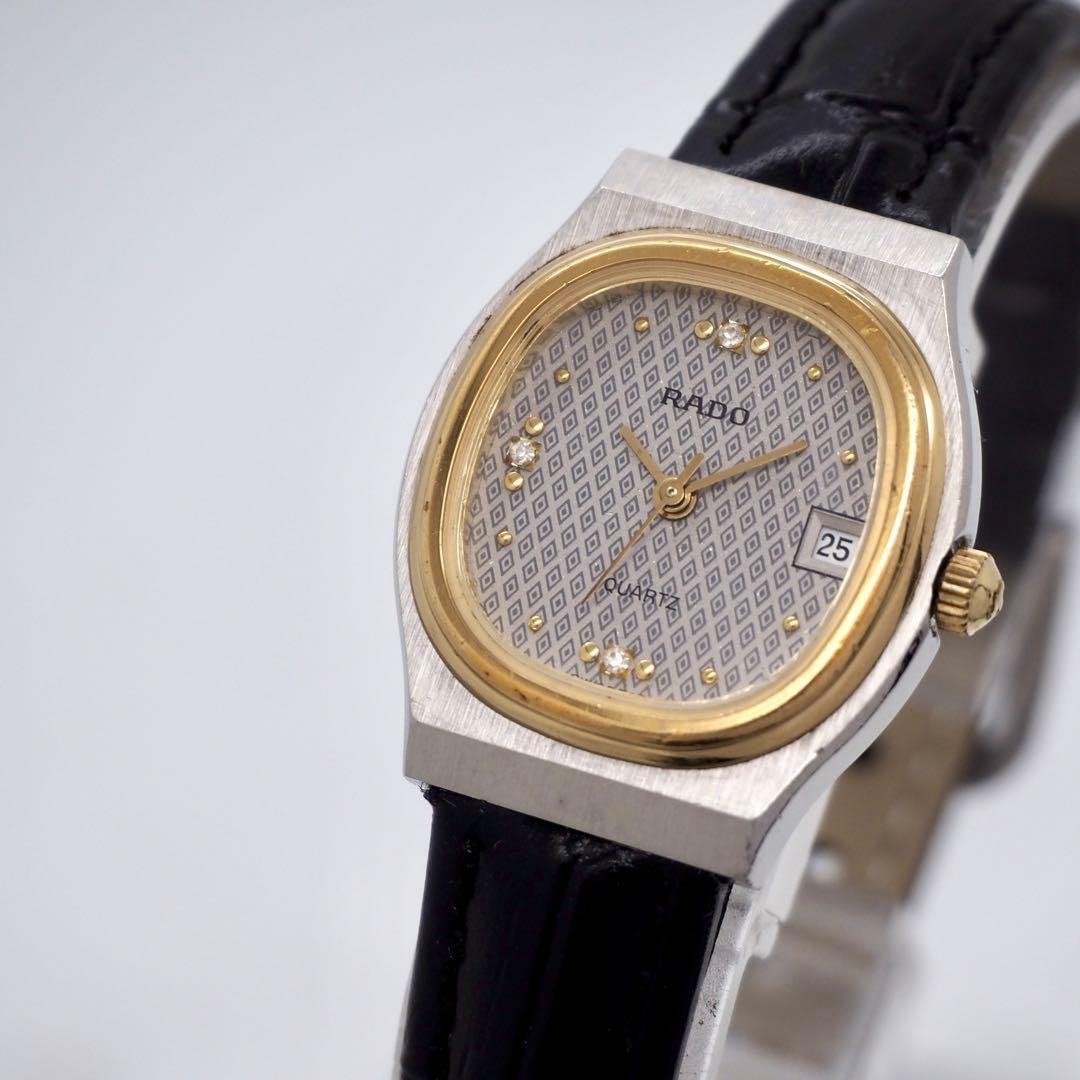 RADO 111.4007.4 Quartz 3P Stone Date Gray Dial Ladies Watch New Belt Japan