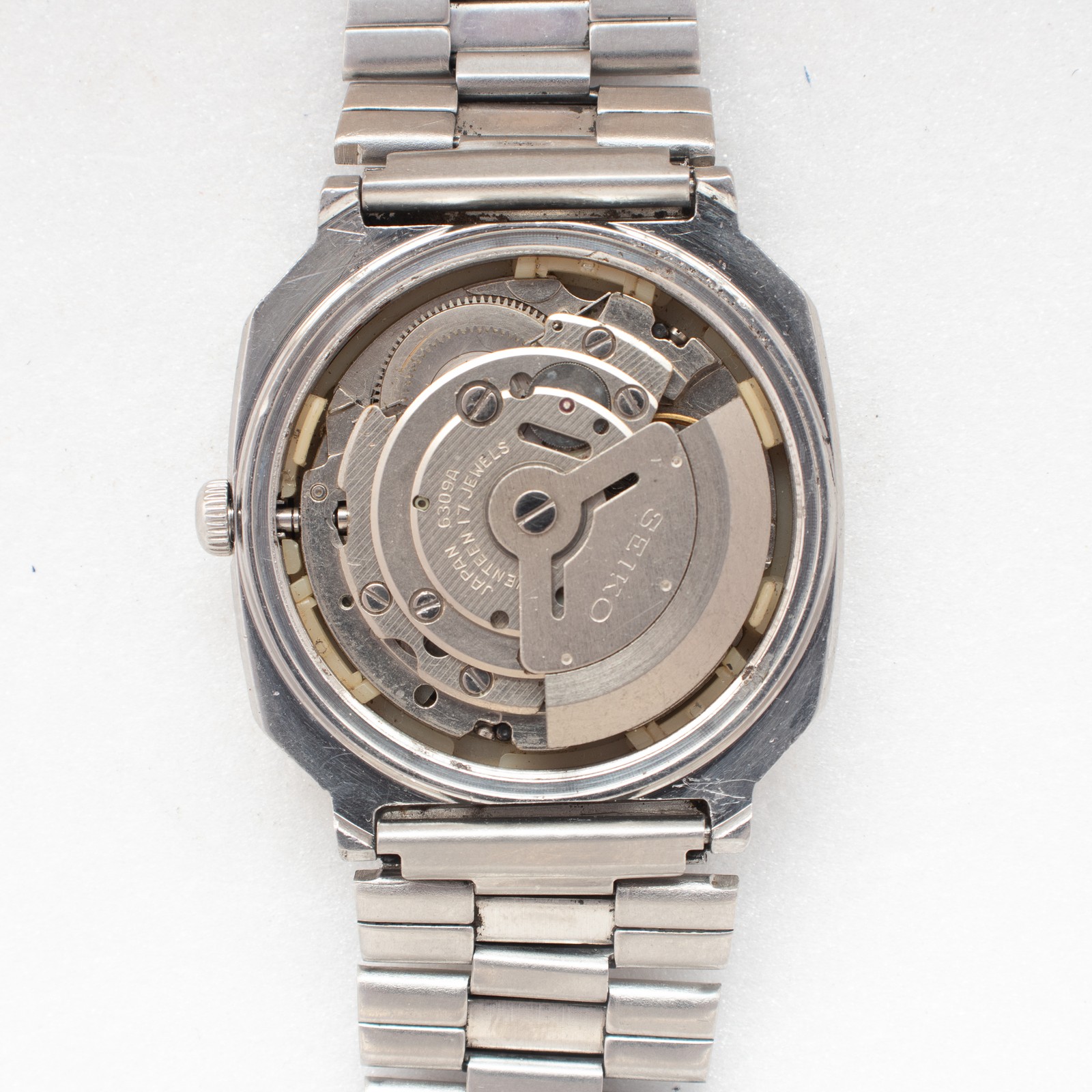 Vintage Seiko 5 Auto 6309-525J Unique Geometric Design Black Dial 1980 Men Watch