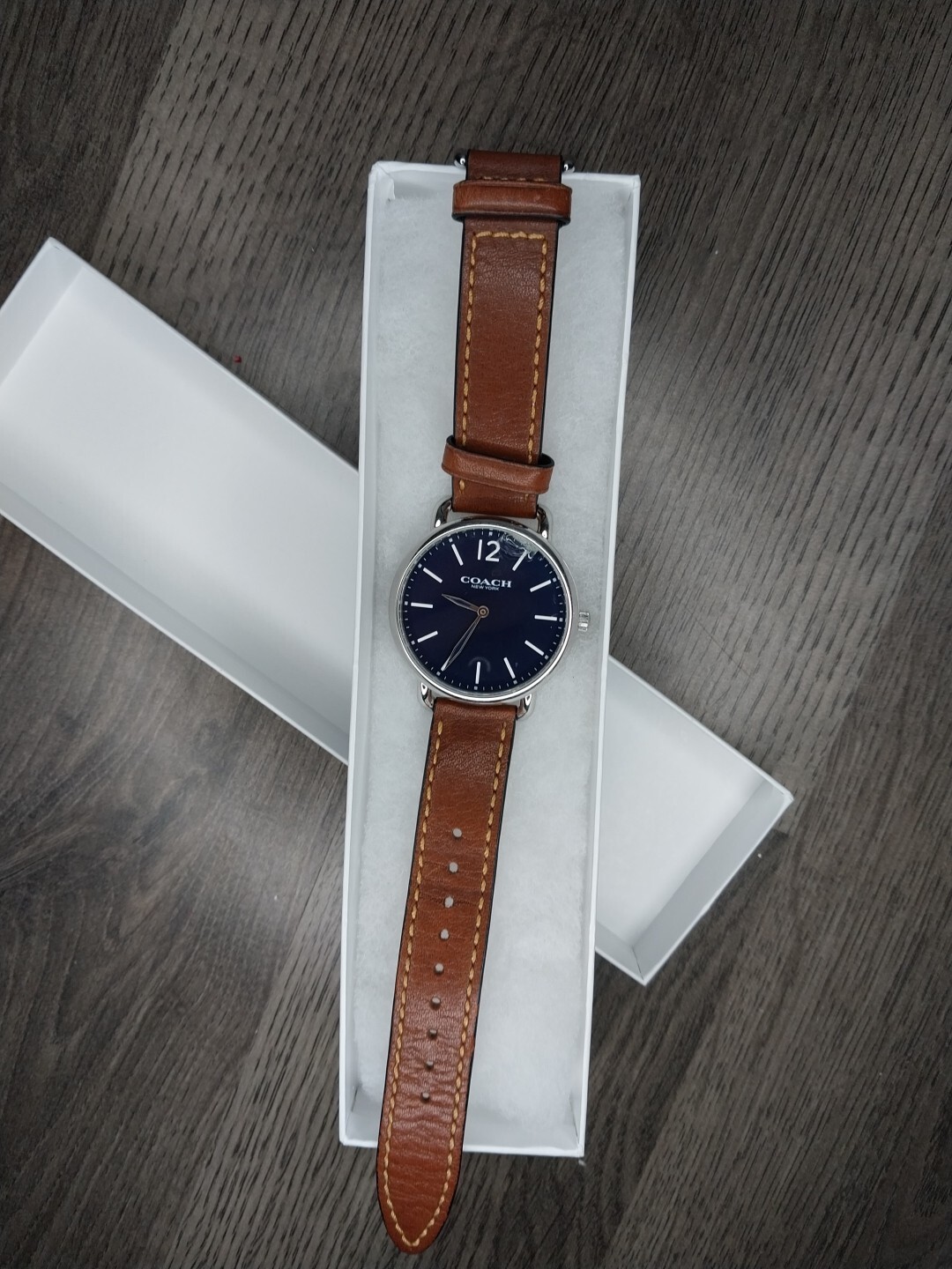 Coach Delancey Silver Watch Slim Brown Band See Pictures For Chip