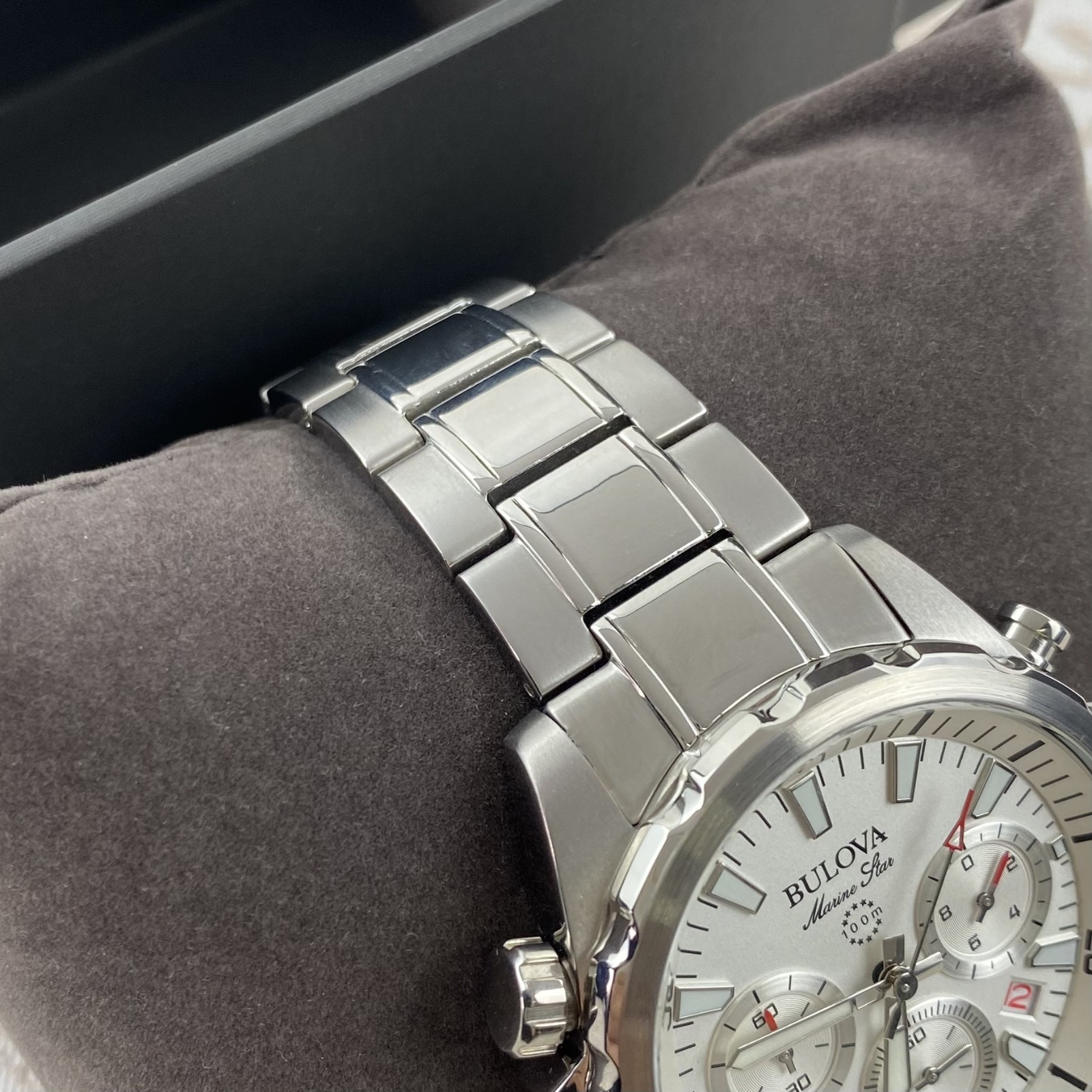 Bulova Marine Star 96B255 White Dial Stainless Chronograph Men’s Quartz Watch