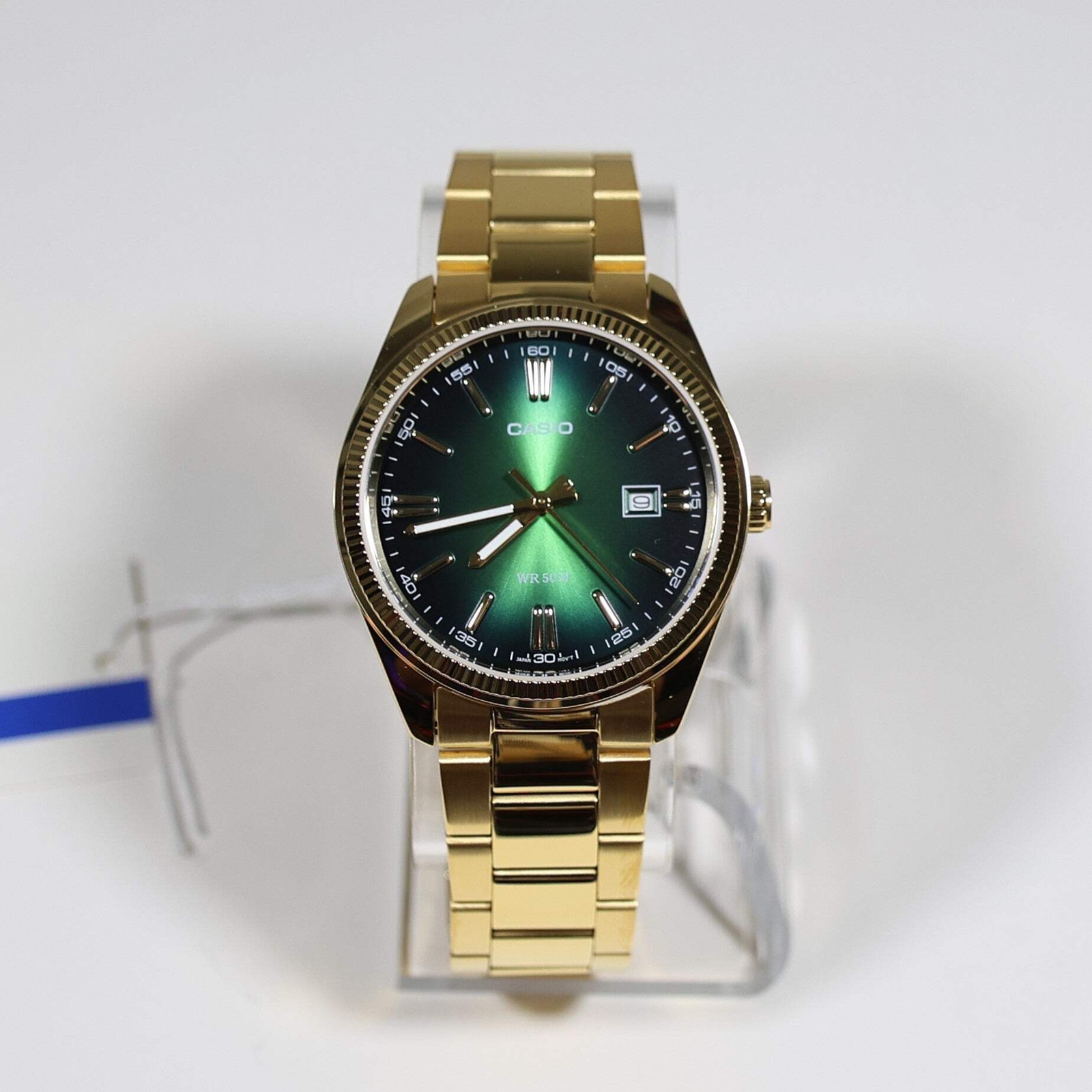 Casio Men’s Vintage Green Dial Gold Tone Stainless Steel Watch MTP-1302PGC-3AVEF