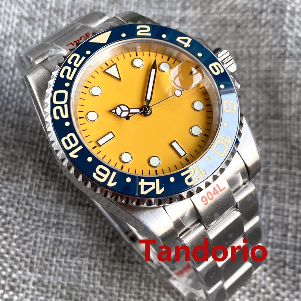 40mm Orange/Yellow Shell Dial Sapphire Glass NH35A Automatic Mens Watch Luminous