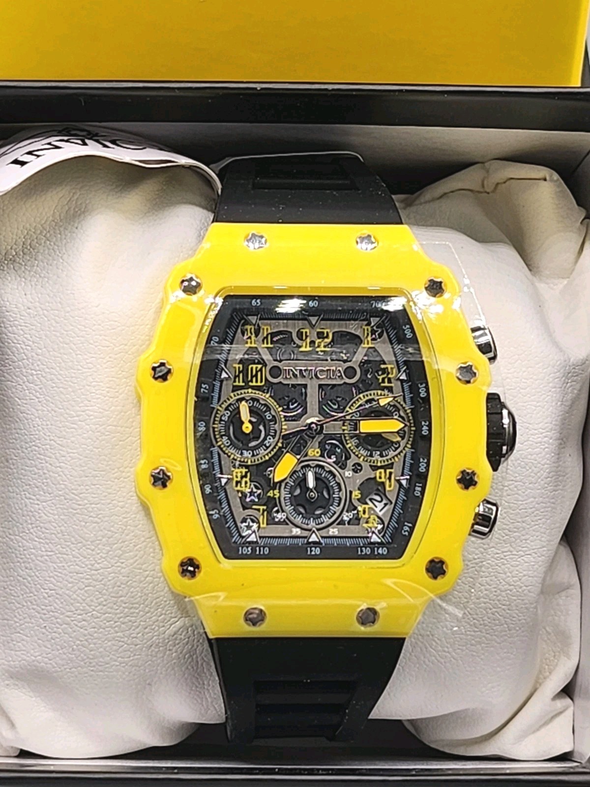 NIB Invicta Racing Special Edition Mens Watch 40mm Skeleton Black & Yellow 69776