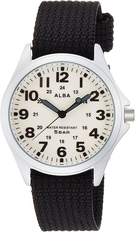 SEIKO ALBA AQPK401 White Field Watch Quartz Military Full Luminous Dial F/S JPM