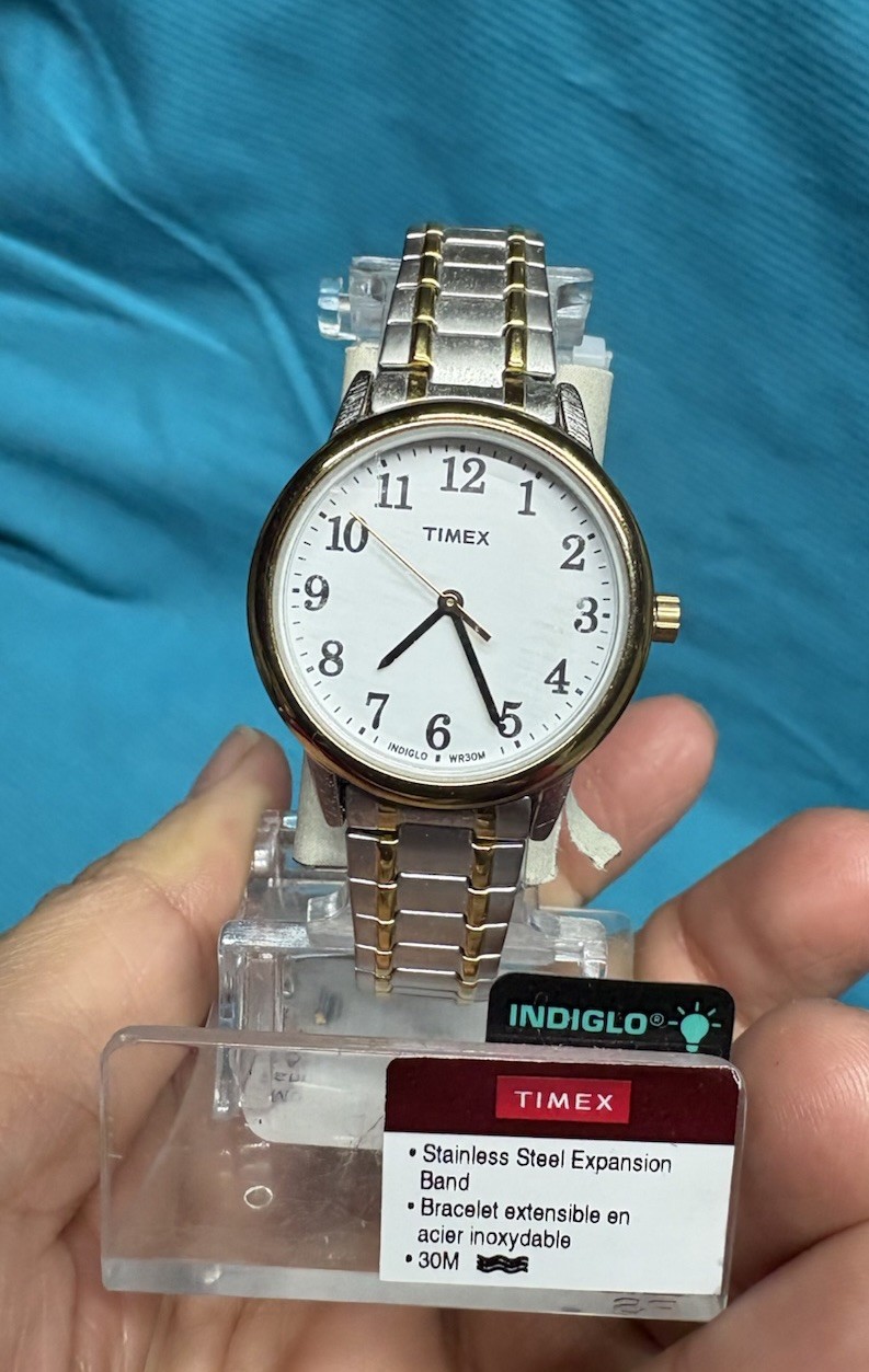 Timex Easy Reader Watch Two-Tone Expansion Band Indiglo White Dial TW2P78700