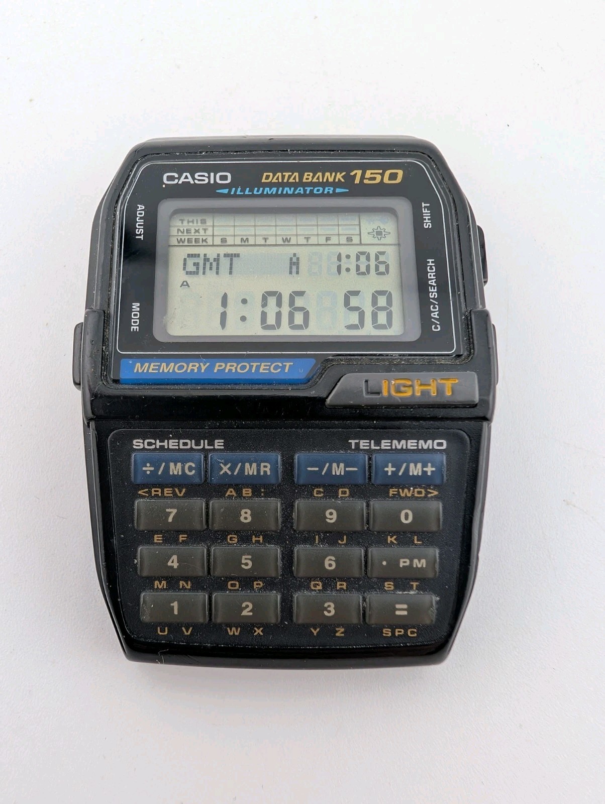 Vtg Casio Data Bank 150 Calculator Watch 34mm Case DBC-150 New Battery