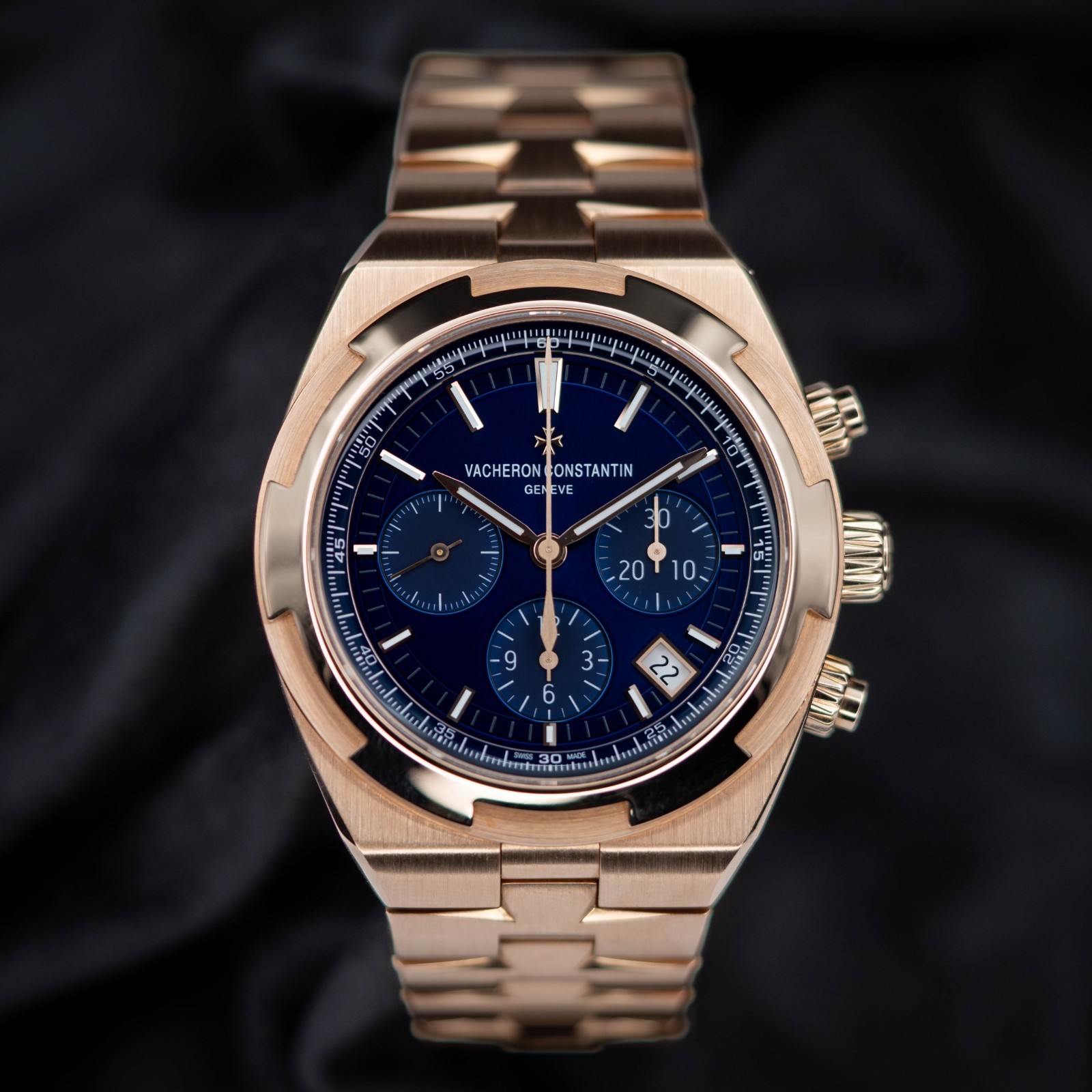 Vacheron Constantin Overseas Chronograph Pink Gold Blue Dial Full Set 5500V