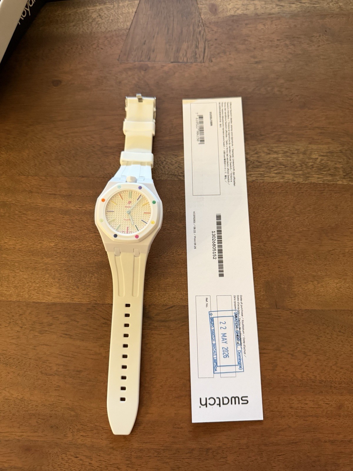 Swatch Royal Pop Octagon 41mm White Quartz Analog Watch w/ Box Papers Manual
