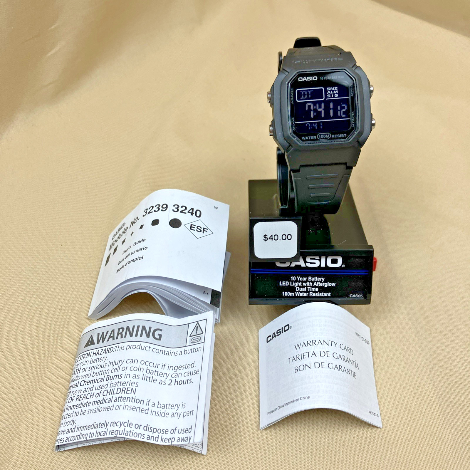 Casio W800H-1BV Water Resistant Digital Display Black Resin Strap Mens Watch