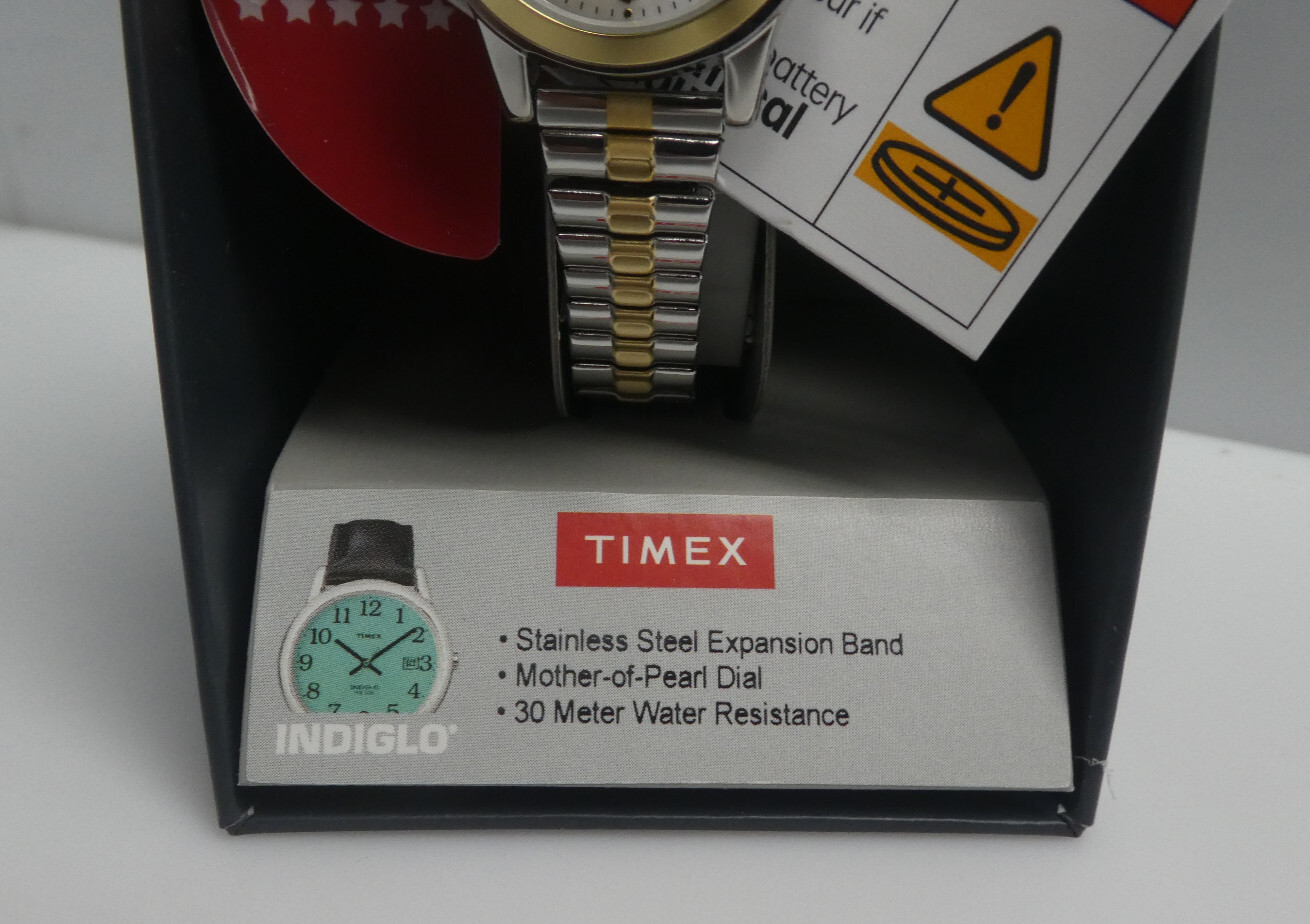 Lot of 2 Timex Women’s T2M828 Essex Ave 25mm Two Tone Expansion Band Watch