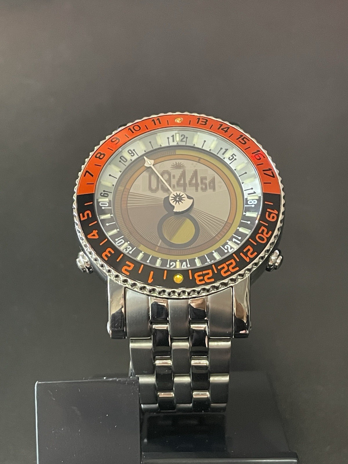 Yes World Watch 46mm V7 Titanium Watch, Moon Phase, Sunrise/set W/ Bracelet