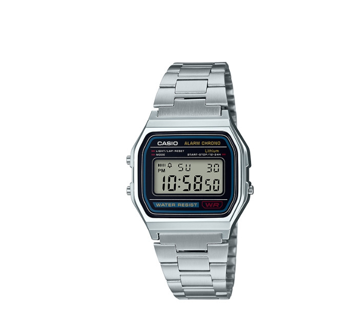 CASIO Men’s Vintage Classic Digital Watch A-158WA-1UWDF Silver Stainless Steel