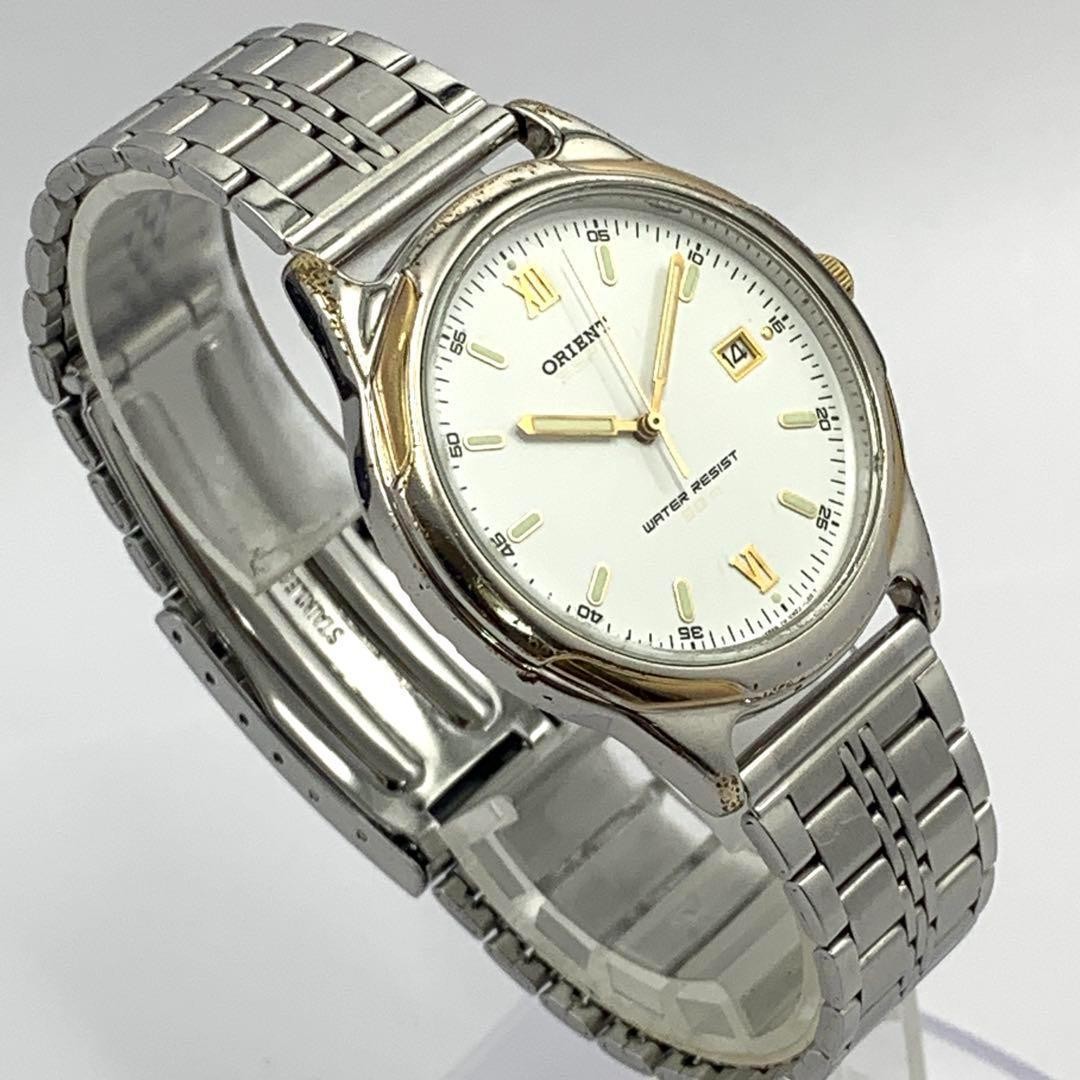 Orient Watch Date White Quartz Vintage Used