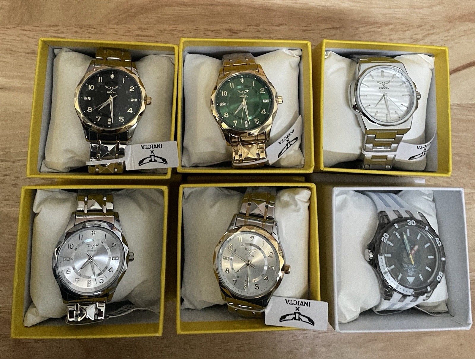 Invicta Lot of 6 Watches Speciality Silver Gold Green Collection Bulk Assorted