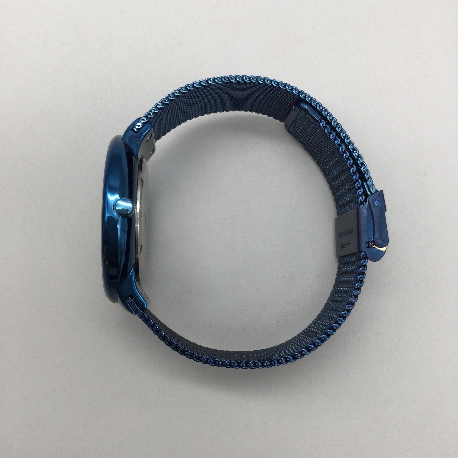 BIDEN Watch Mens 40mm Blue Dial Mesh Date Analog Adjustable Band New Battery