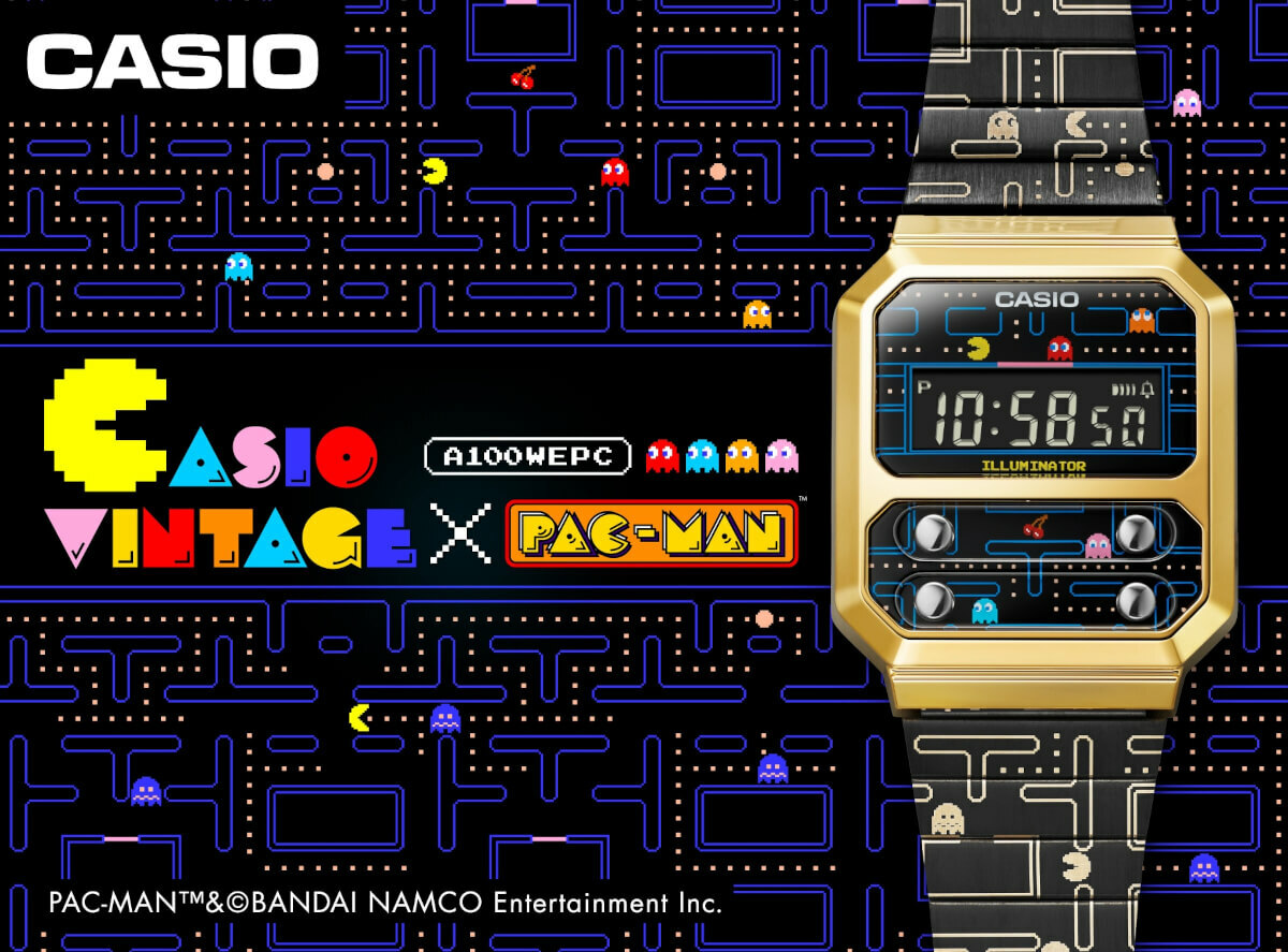 Casio Vintage x Pacman A-100WEPC-1BER Limited Edition Watch (Schwarz) Very Rare!