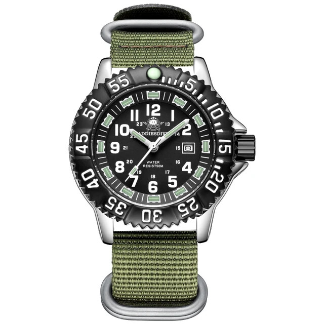 Military Men’s Watch Aidis Blue Green Luminous Waterproof Quartz Stainless Steel
