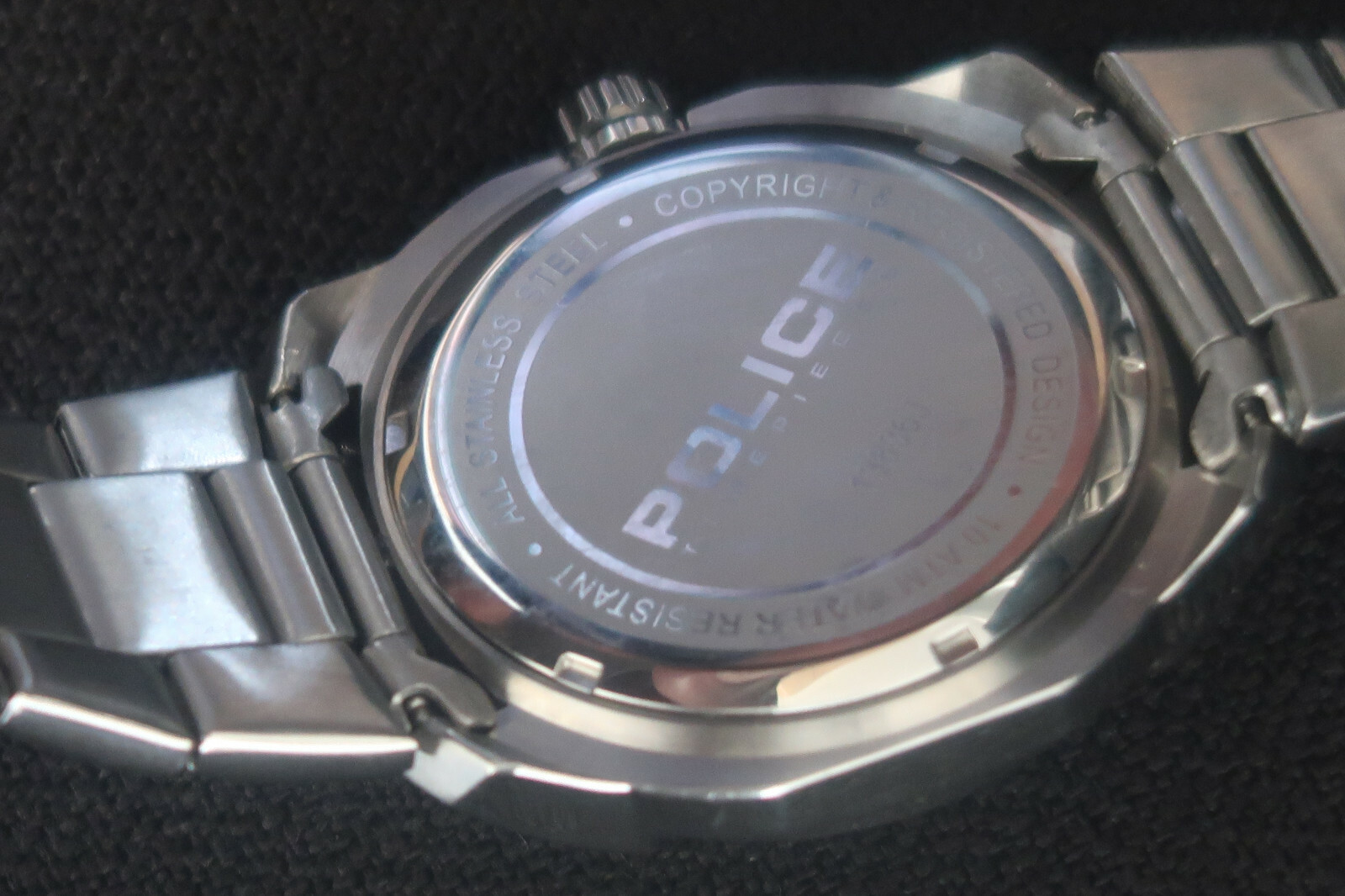 POLICE 13836J QUARTZ WRIST WATCH BLACK GREY & BLACK DIAL & STAINLESS STEEL STRAP