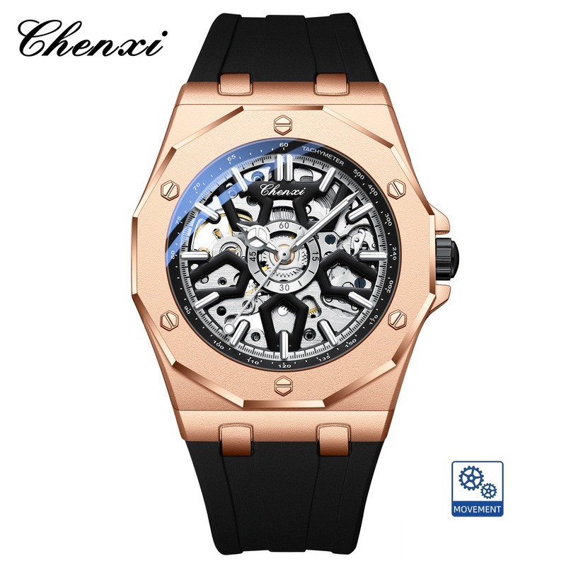 CHENXI Men’s Luminous Waterproof Hollow Tourbillon Automatic Mechanical Watch