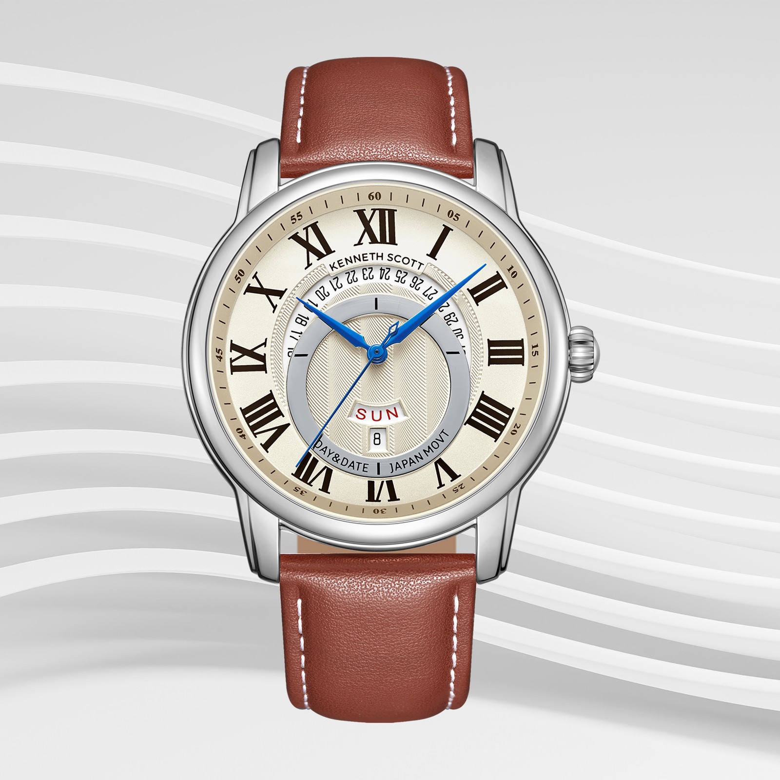 Kenneth Scott Men’s Analog Watch | Beige Dial, 44mm, 30 m (3 ATM)