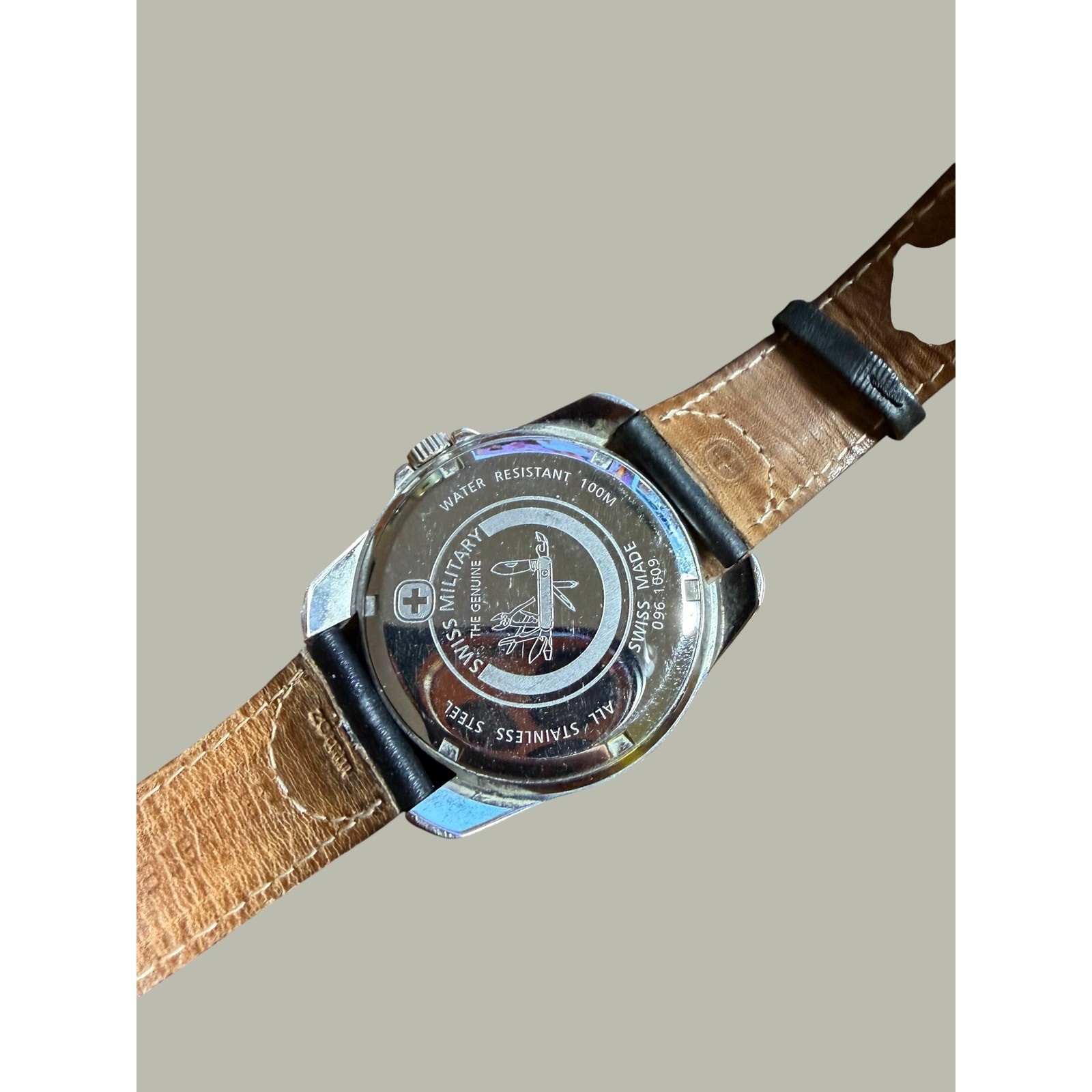 Swiss Military The Genuine Men’s Quartz Watch Black Leather Band 100M 096-1009