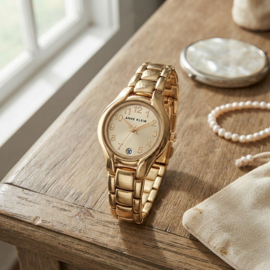 Elegant Women’s Gold Bracelet Watch with Date Function – Water Resistant 100ft