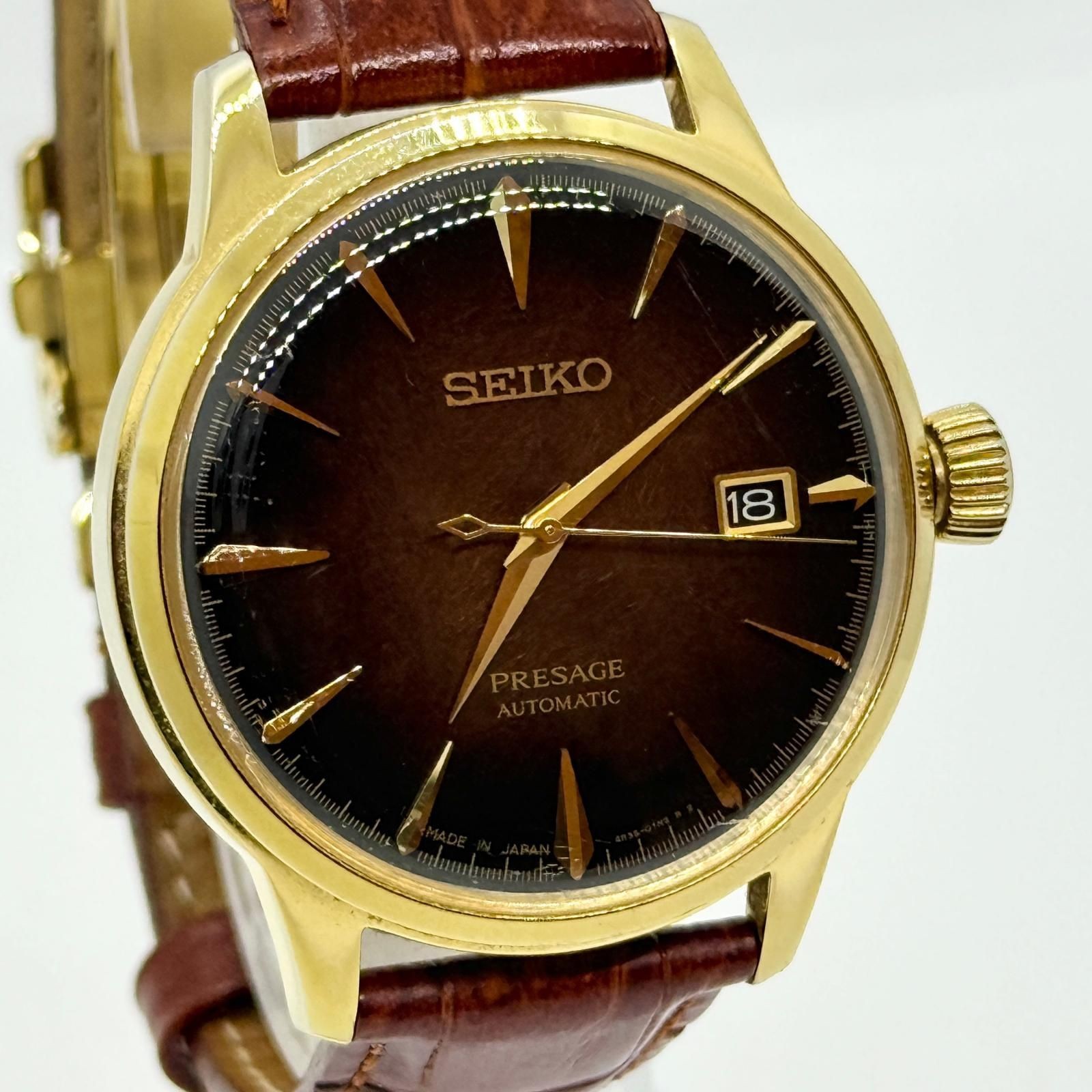 Seiko Presage Mechanical 4R35-03M0 GP Leather Limited 8000 wrist 22cm