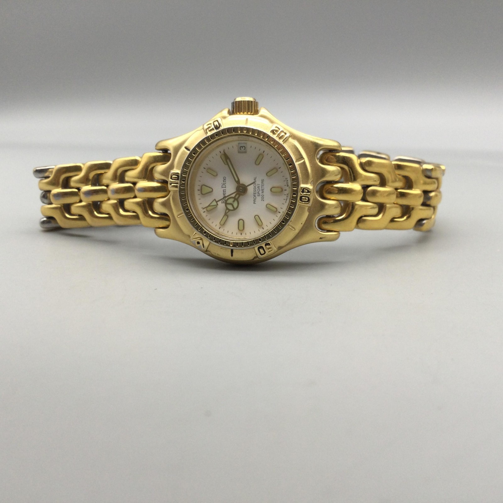Roven Dino Talon Womens Watch 23mm Gold Tone Sport Diver Date 200M 6.25″