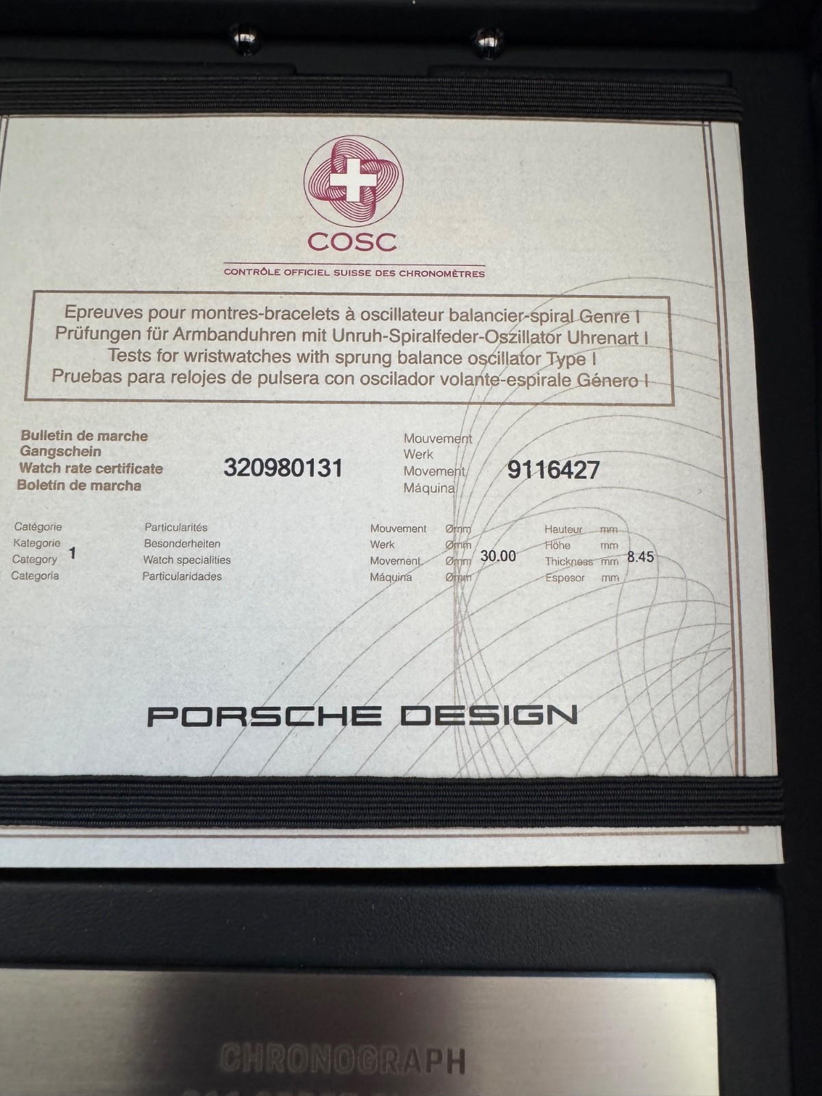 NEVER OPENED! Porsche Design 911 Sport Classic Watch WAPA71IND0L125 Limited Ed!