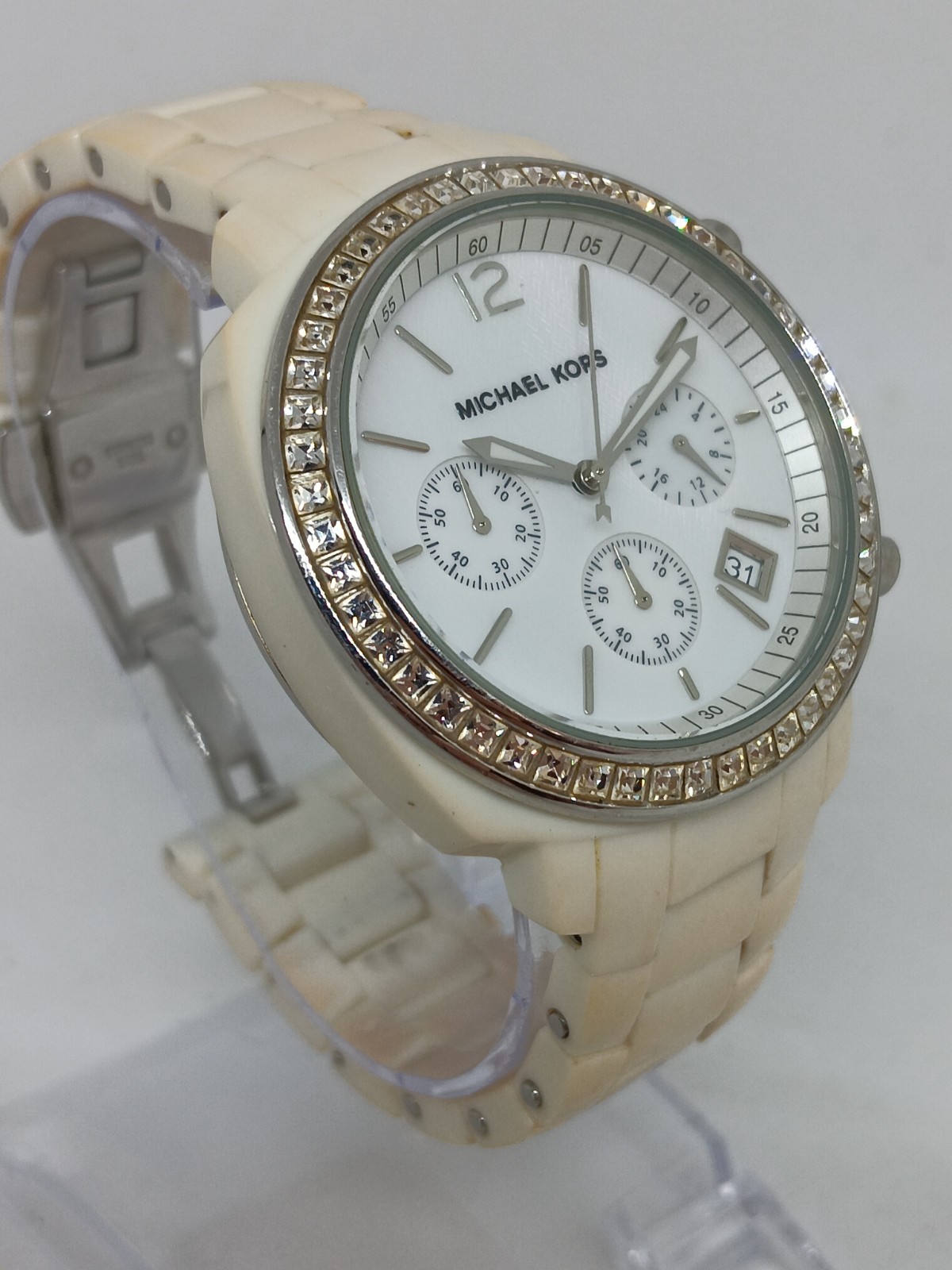 Michael Kors MK-5079 Women’s 39 mm Acrylic Chrono Quartz Crystal Bezel Watch