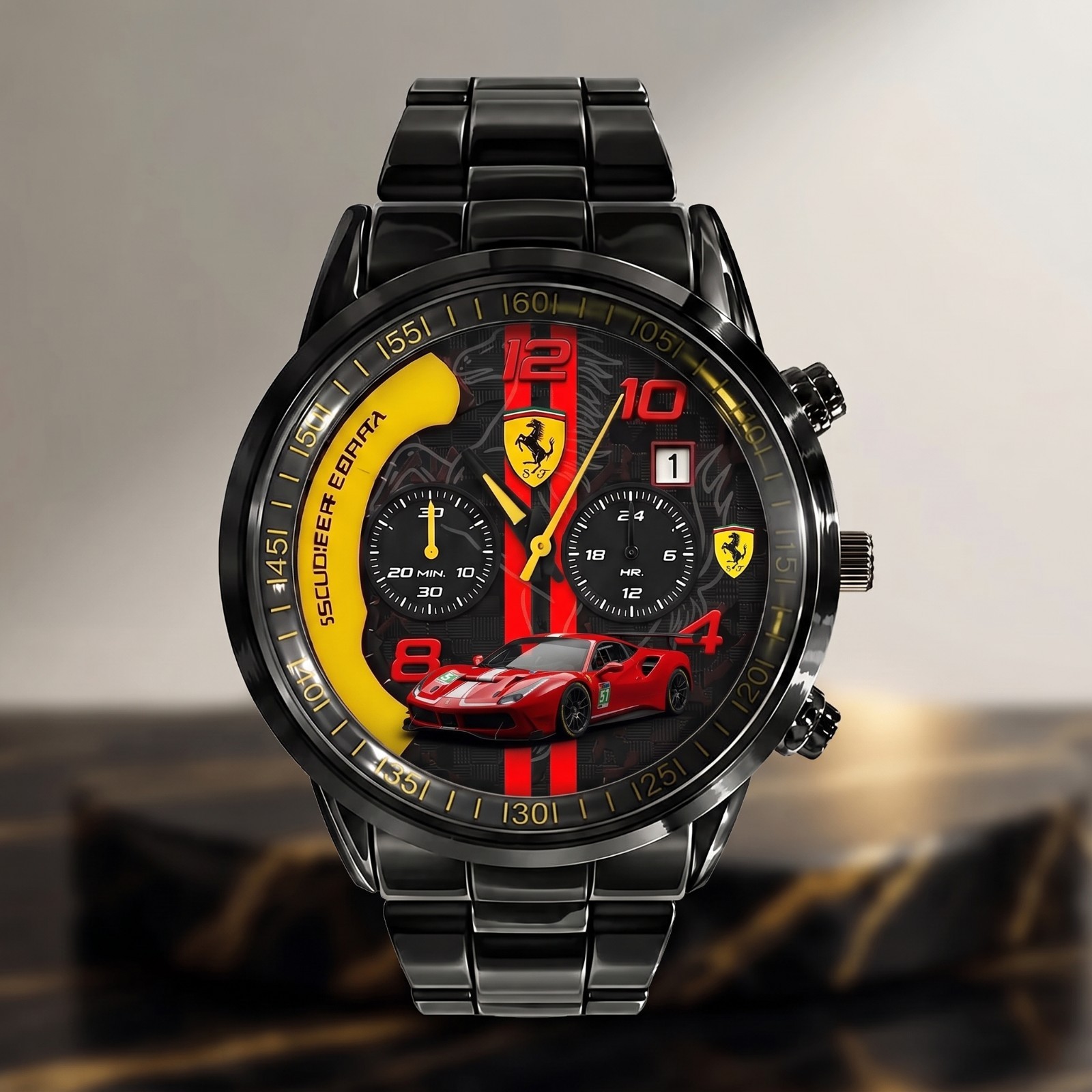Personalized Ferrari Luxury Racing Watch Stainless Steel Car Lover Gift