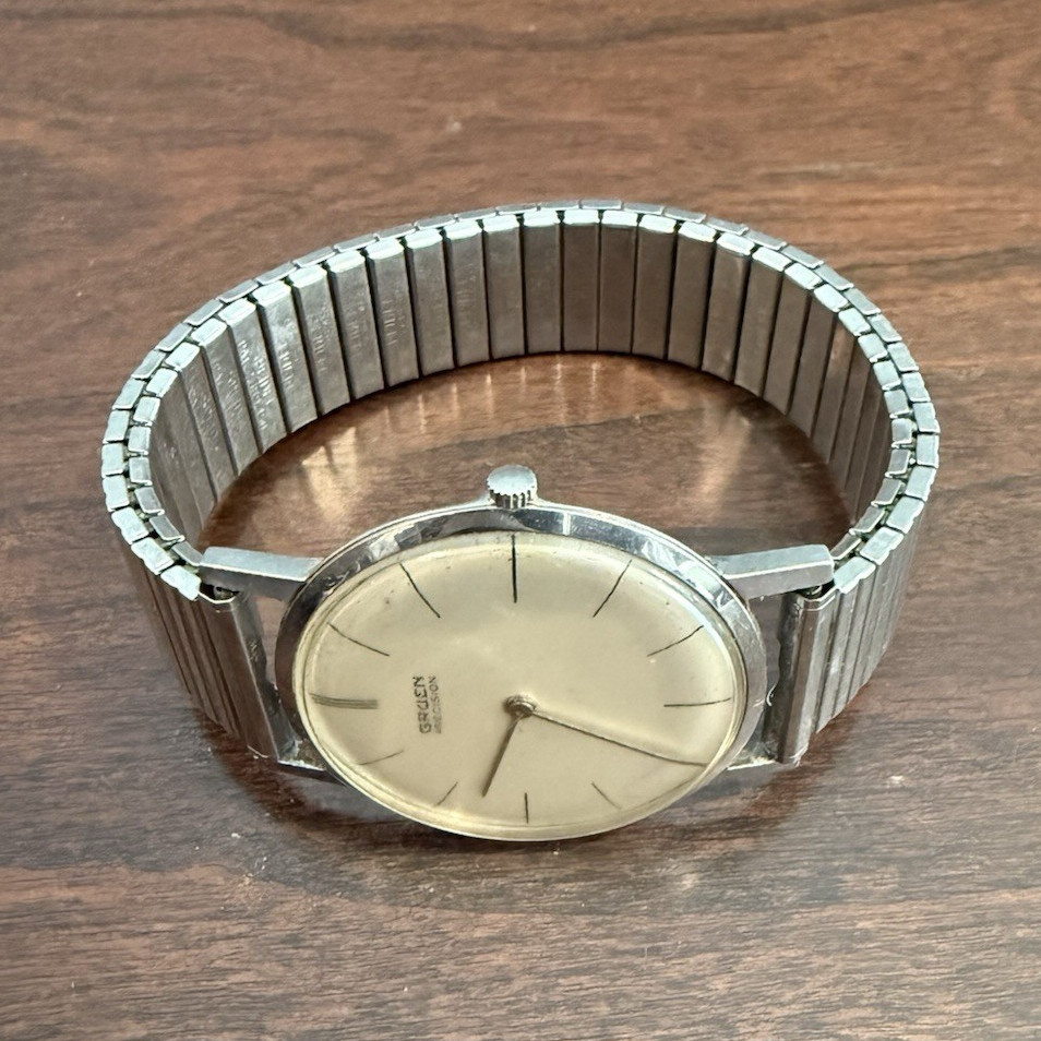 Gruen Precision Men’s Manual Wind 17J 34mm Silver Dial Round Expansion Watch