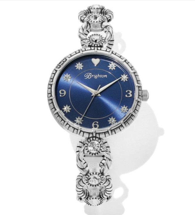 Brighton Star City Blue Silver Crystal Watch Silver NWT $178