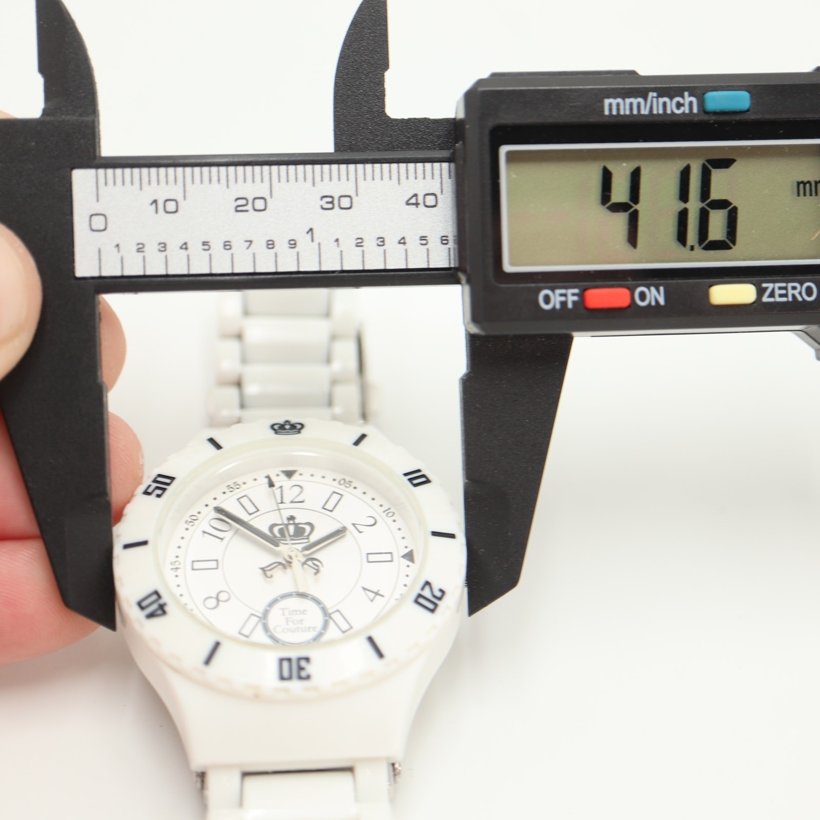 Juicy Couture White Acrylic Womens 42mm Watch 5.75″ Bracelet w New Battery