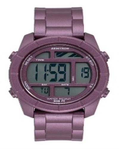 Armitron Pro Sport 40-8253PRP Mens Purple Resin LCD Chronograph Watch+Free Watch
