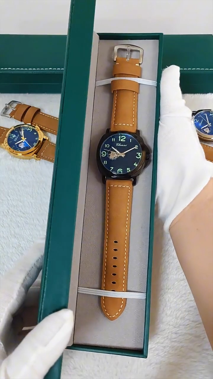 CHENXI Men’s Chubby Luminous Number Stainless Steel Automatic Mechanical Watch
