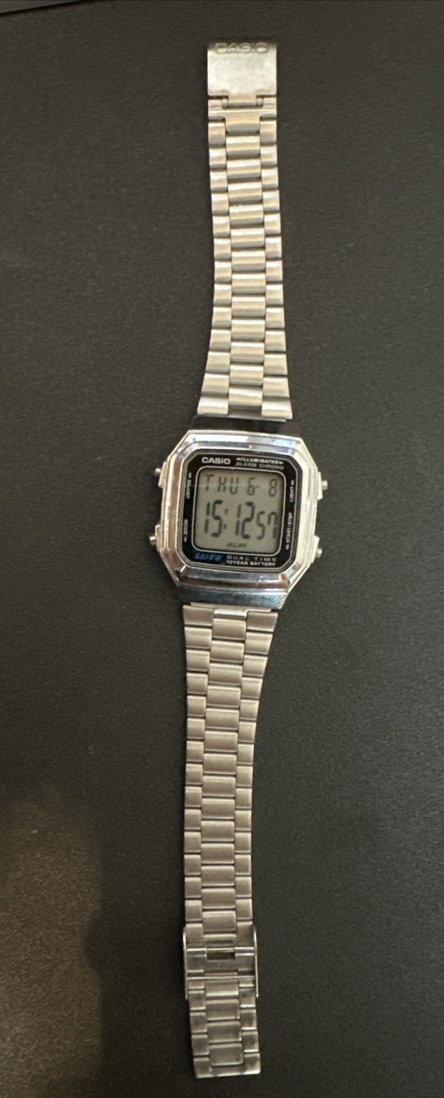 Vtg CASIO Illuminator Men’s Quartz Digital Watch – A178W Alarm Chrono WORKS – A