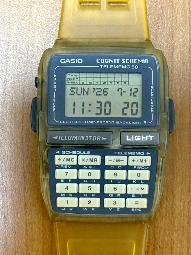Casio Data Bank DBC-63 Yellow Men’s Watch Digital Quartz Vintage Used