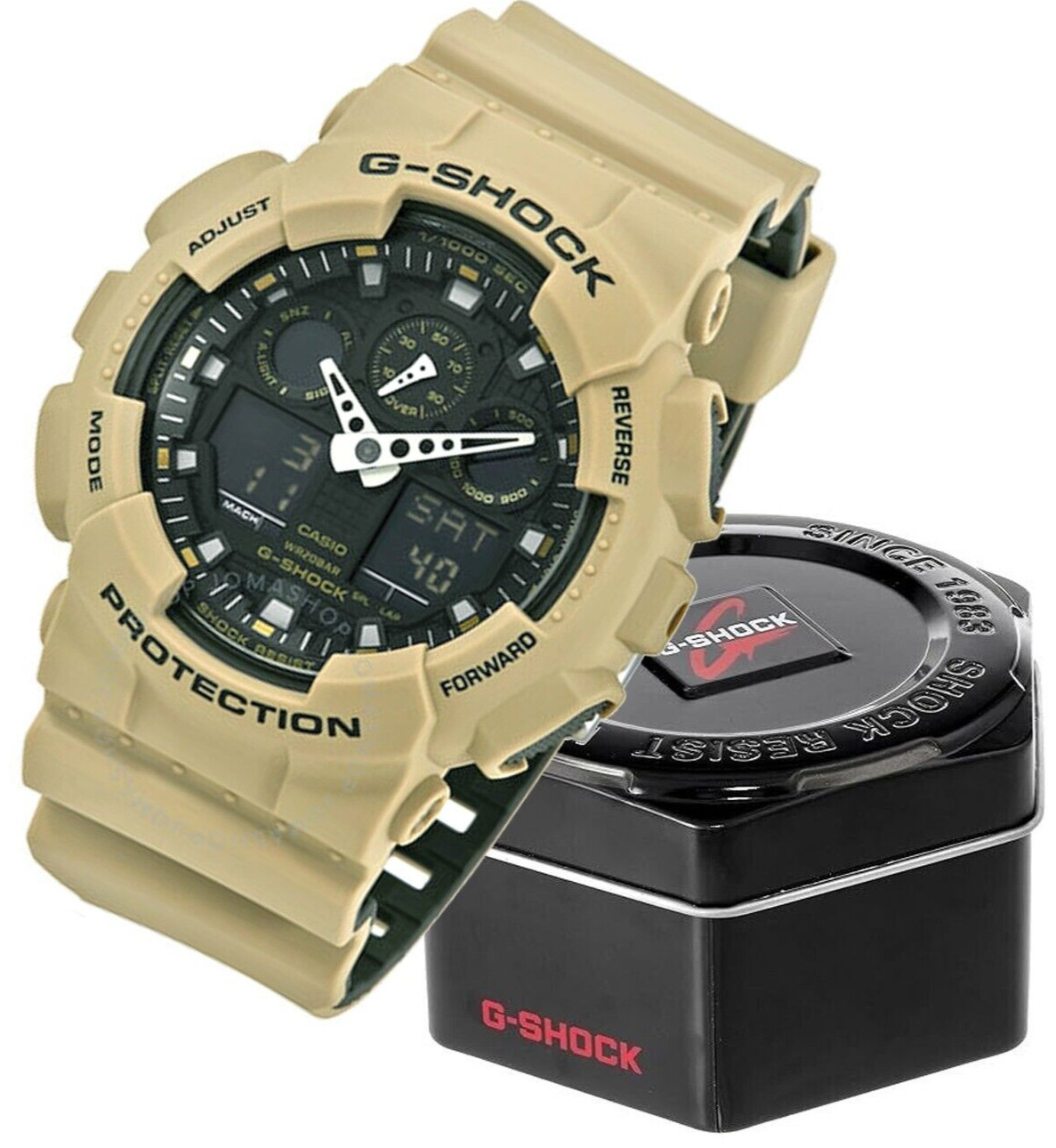 Casio GA100L-8A G-Shock Digital Analog Watch, Beige – Open Box