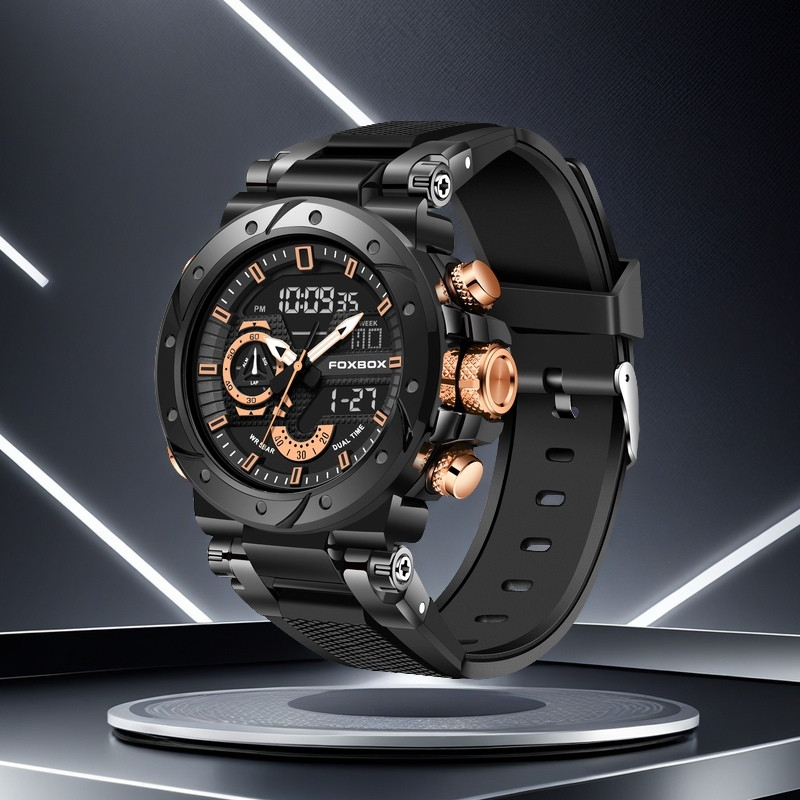 2025 Men’s Watch Quartz Date Digital LED Backlight Waterproof Casual Wristwatch