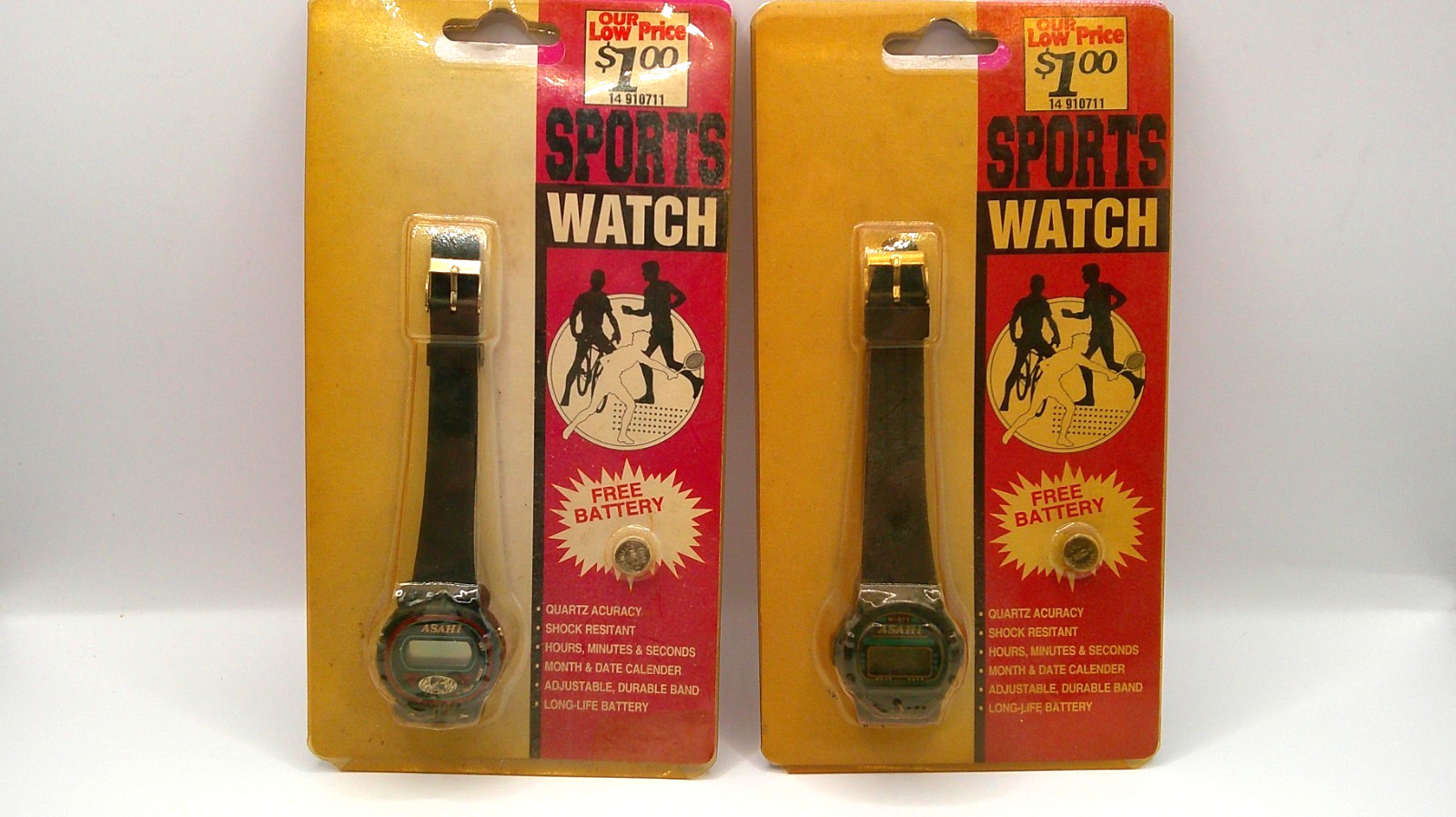 Asahi Sport M-298A Quartz Watch Vintage Lot of 2 Made in China Untested 2000