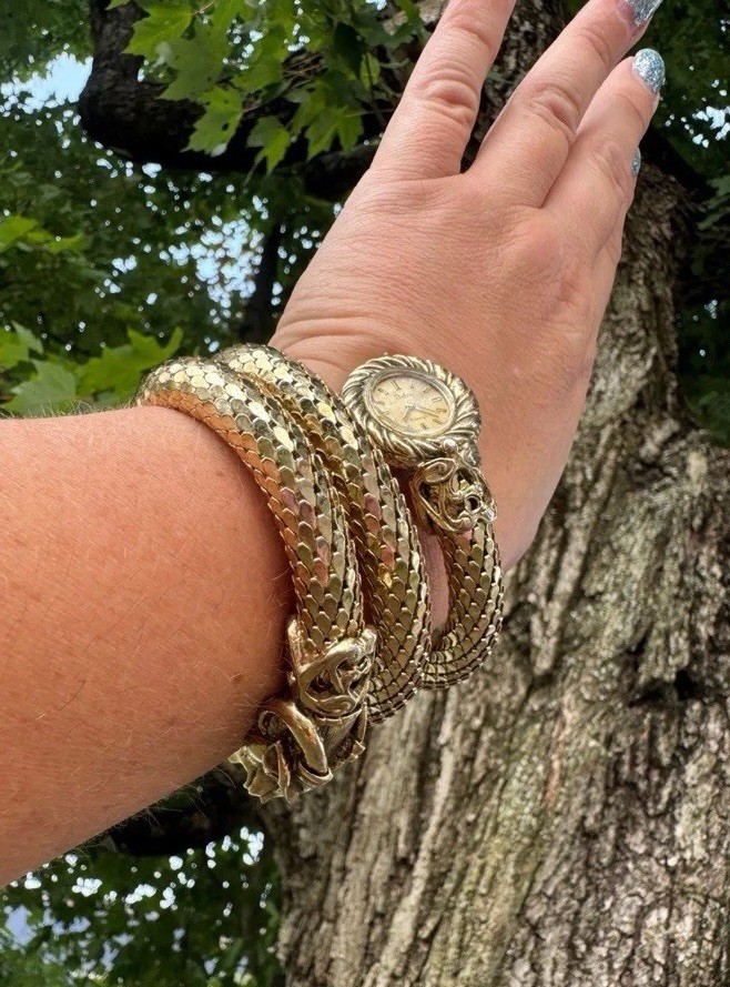 Vintage Pedre Swiss 17 Jewels~Zoomorphic Wraparound Ram-Snake Watch