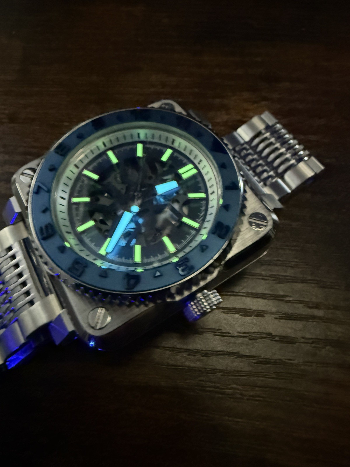 Skeleton mod watch NH72 automatic movement Sapphire glass