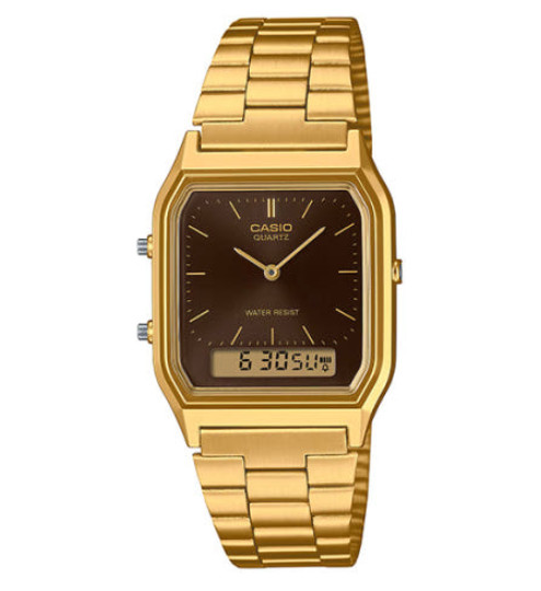 Casio [AQ-230GA-5A] Unisex Analog Digital Wrist Watch – Vintage Gold & Brown
