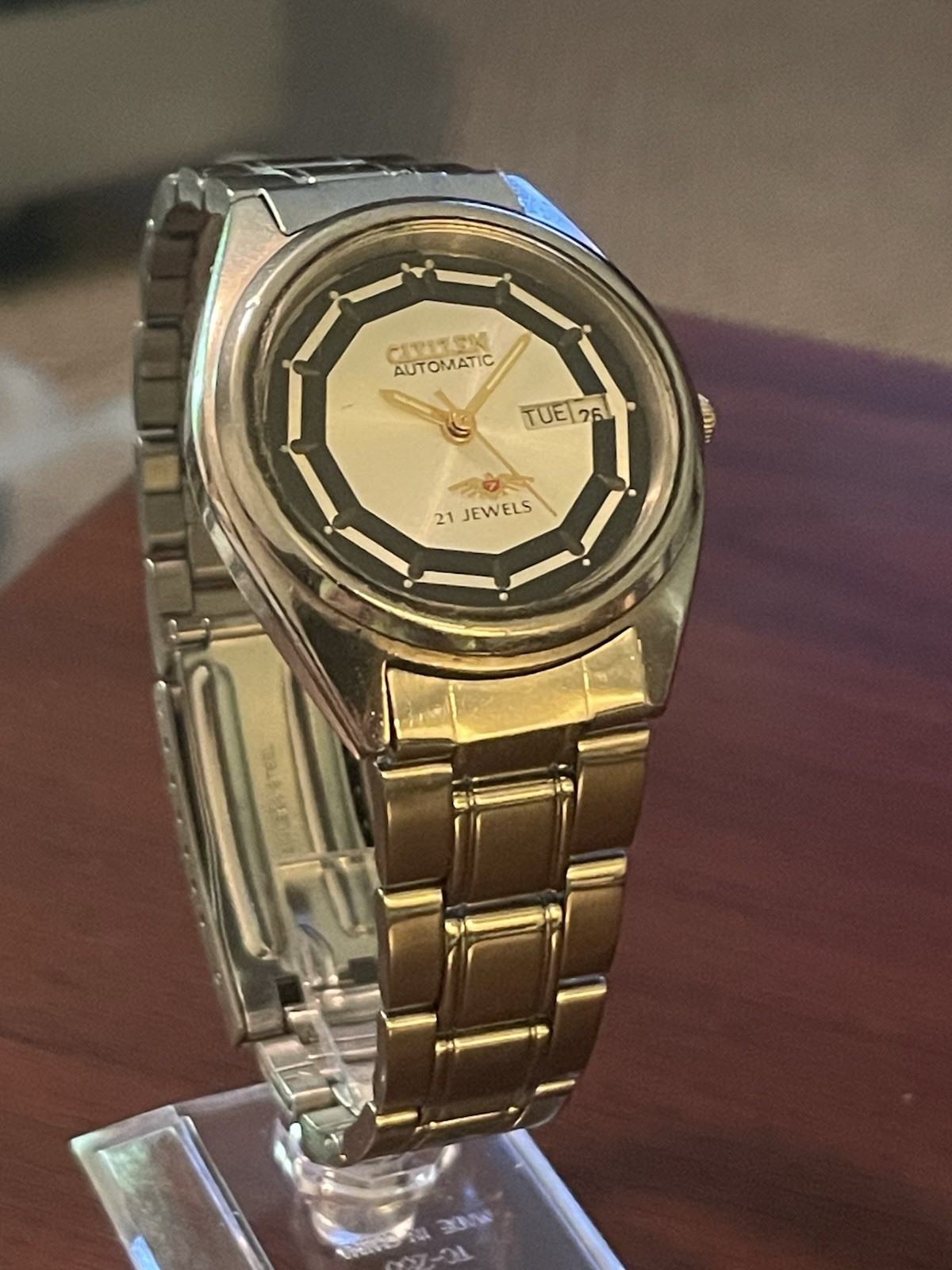 Vintage Citizen Automatic 21 Jewel Day Date Japan Rare Octagon Dial Retro Watch