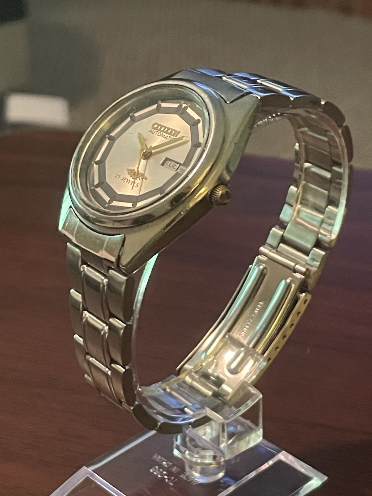 Vintage Citizen Automatic 21 Jewel Day Date Japan Rare Octagon Dial Retro Watch