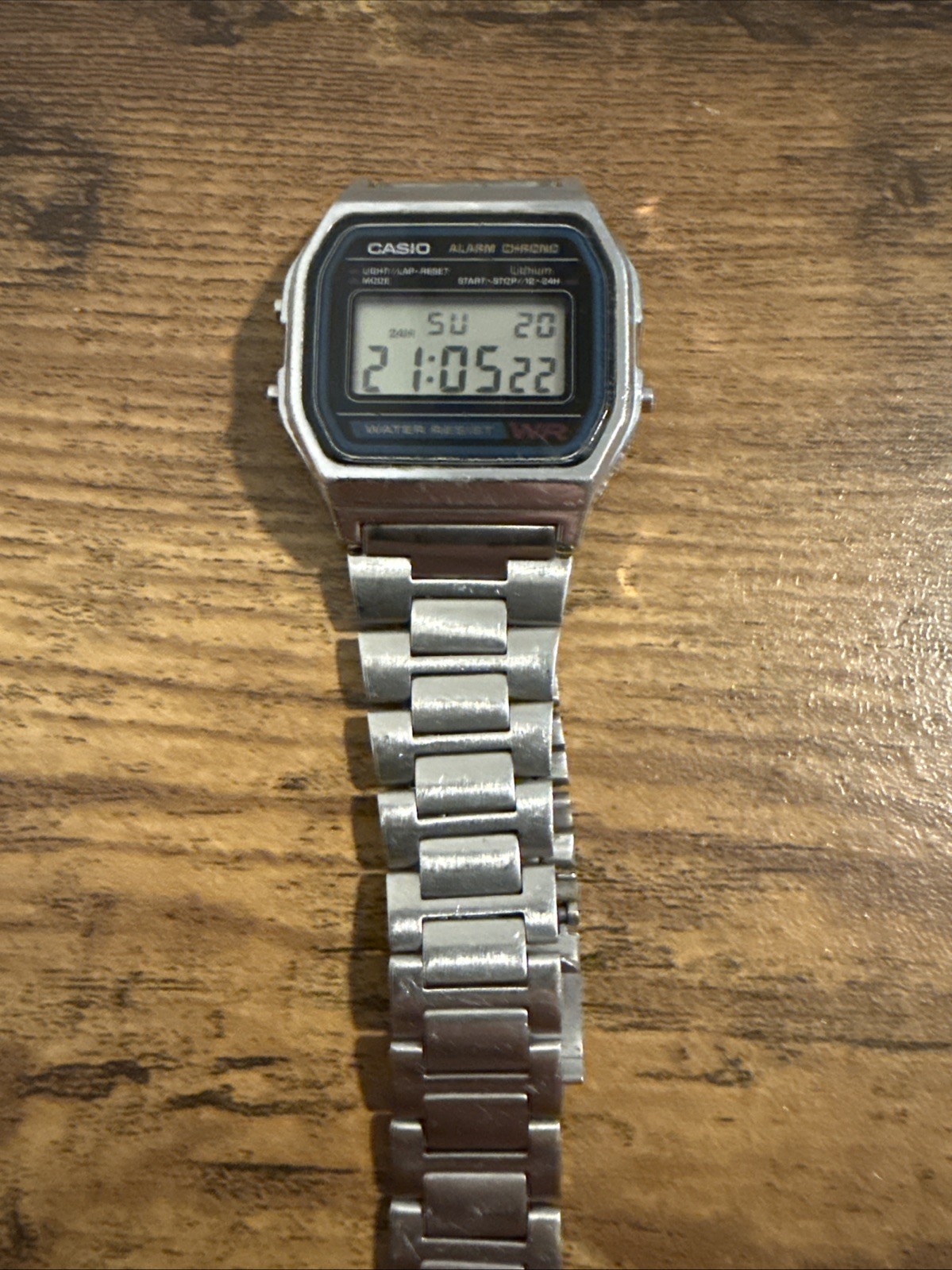 Casio A158W Digital Alarm Chrono Quartz Stainless Steel Bracelet Watch WORKS