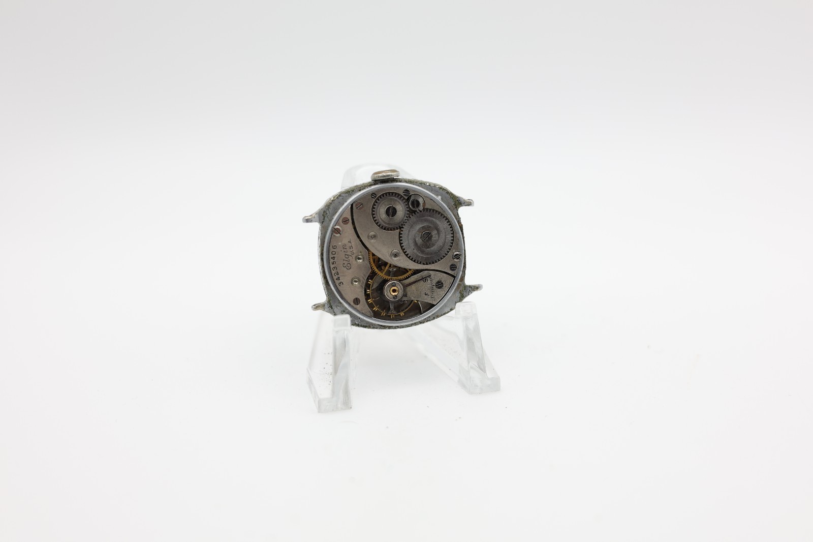 ELGIN 30×34.5mm CASE 15mm LUG TRENCH WRIST WATCH 34235406 FOR REPAIR (BT)